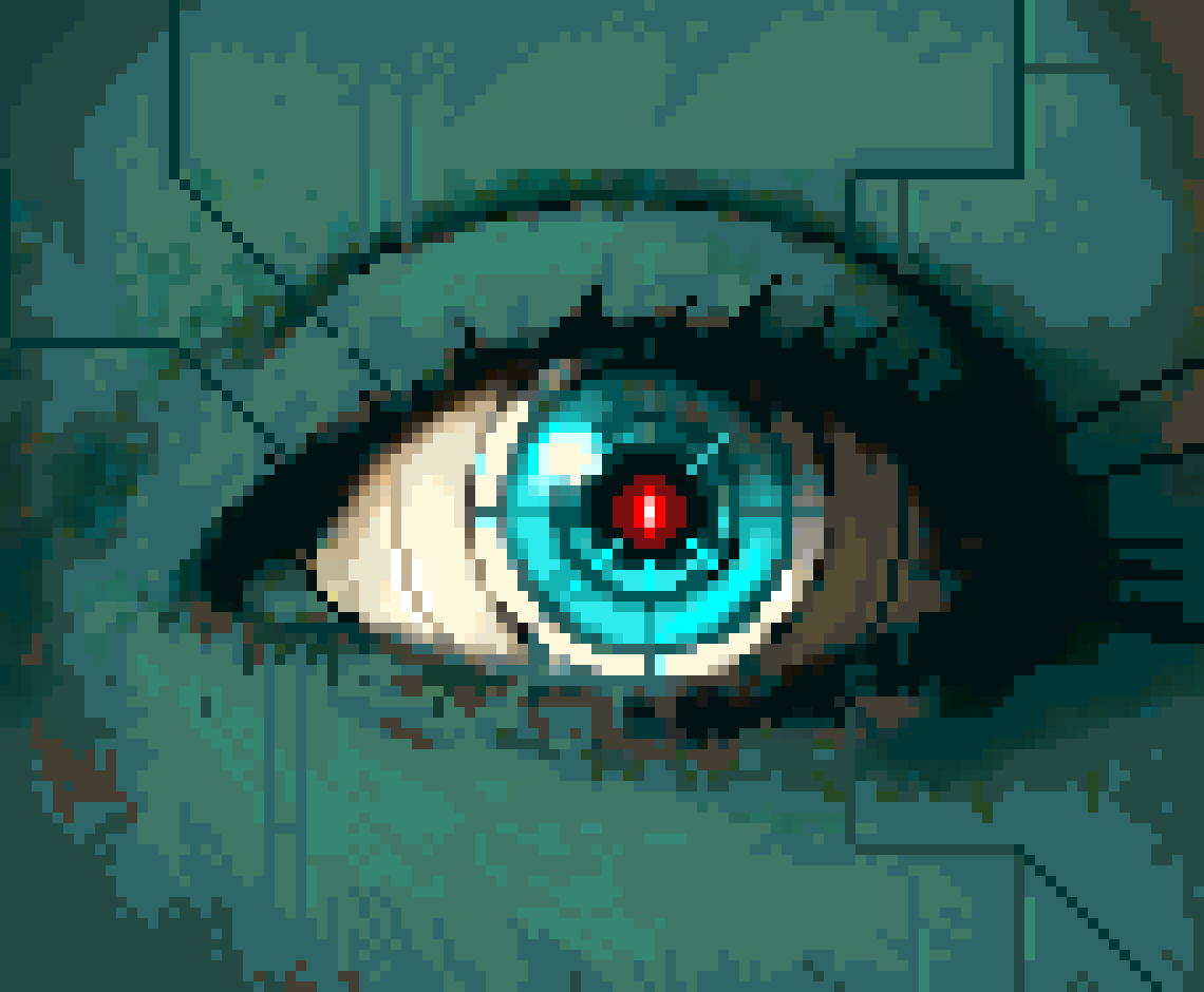 Soul of Argus cybernetic eye pixel artwork